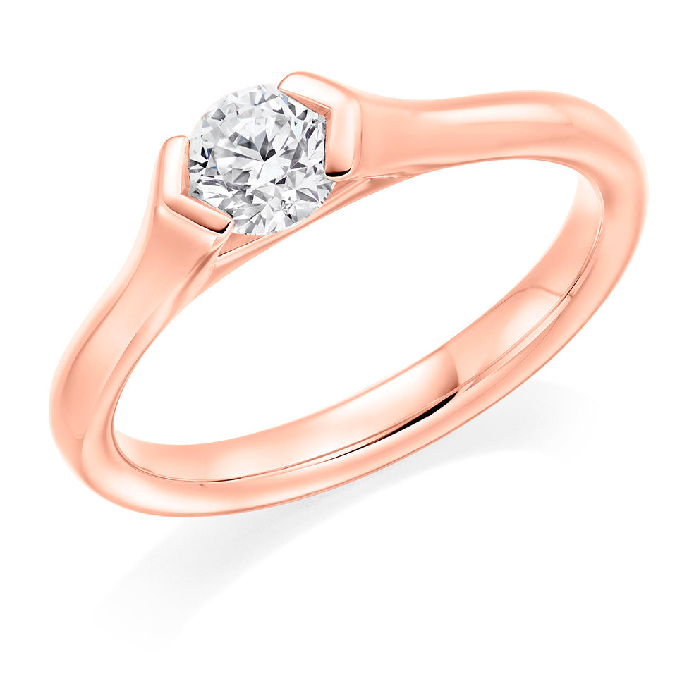 Tension-Set Solitaire Round Brilliant Engagement Ring in Rose Gold