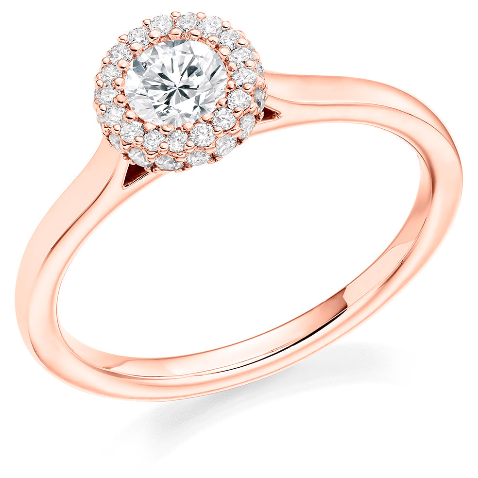 Clean-Shouldered Halo Round Brilliant Engagement Ring in Rose Gold