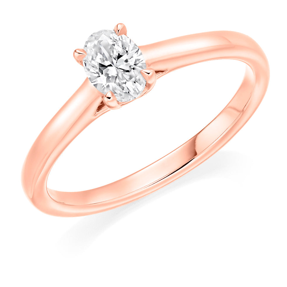 Plain-Band Solitaire Oval Cut Engagement Ring in Rose Gold