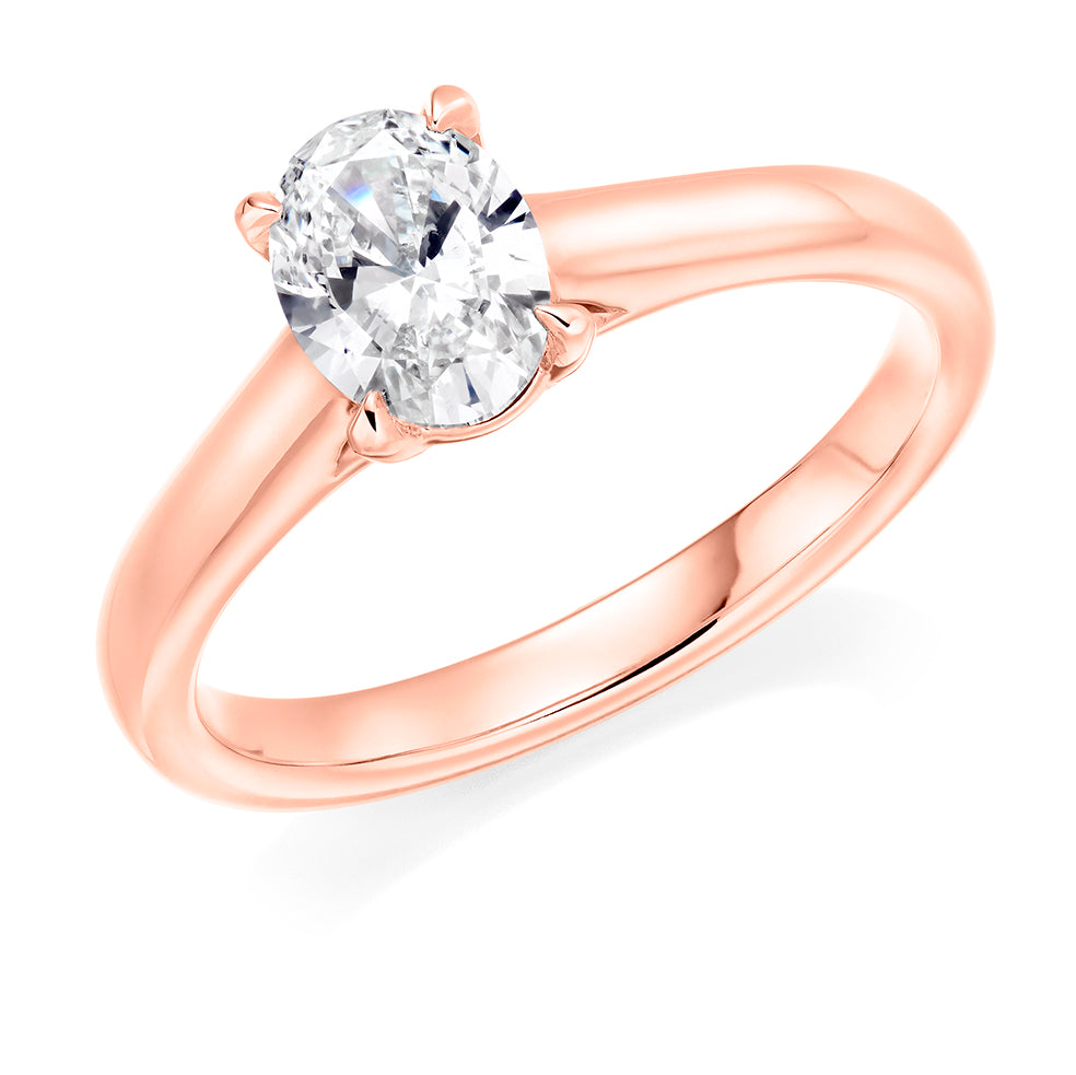 Simple Solitaire Oval Cut Engagement Ring in Rose Gold