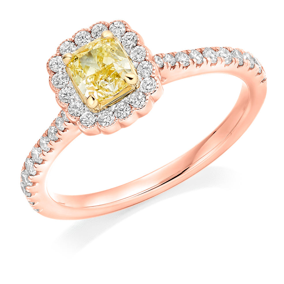 Rubover Halo Cushion Cut Engagement Ring in Rose Gold