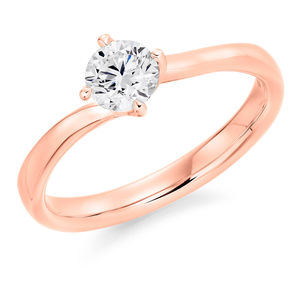 Traditional Solitaire Round Brilliant Engagement Ring, 0.5ct in Rose Gold