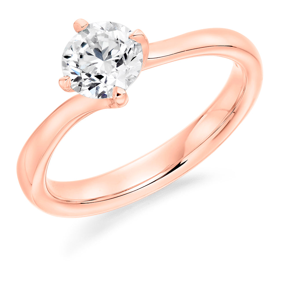 Classic Solitaire Round Brilliant Engagement Ring 0.9ct in Rose Gold