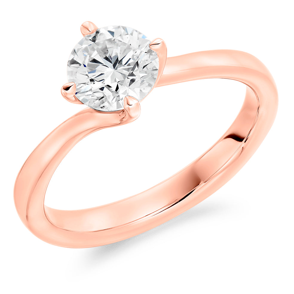 Plain-Band Solitaire Round Brilliant Engagement Ring 1.0ct in Rose Gold
