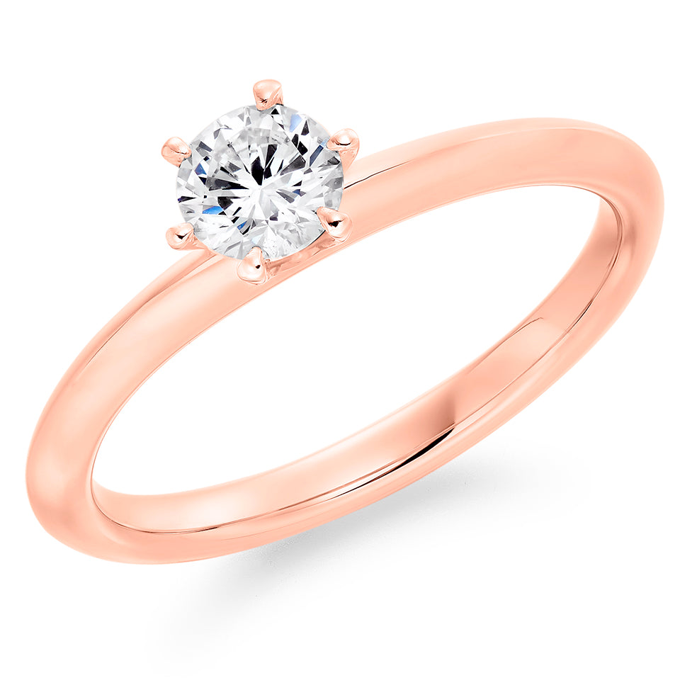 Simple Solitaire Round Brilliant Engagement Ring 0.4ct in Rose Gold