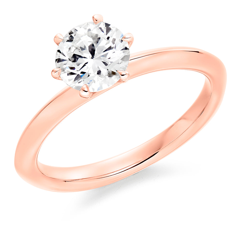 Clean-Band Solitaire Round Brilliant Engagement Ring, 1.0ct in Rose Gold