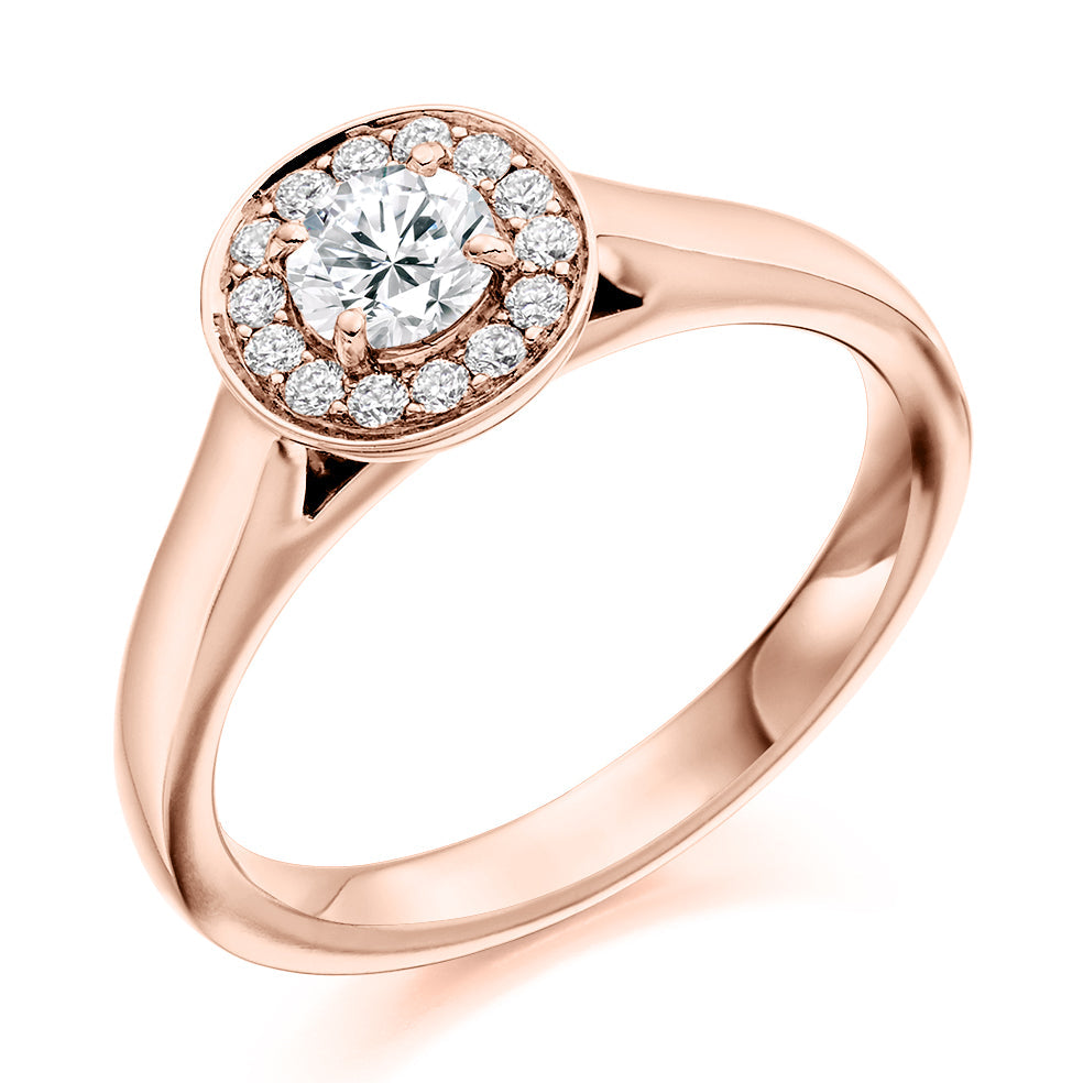 Plain-Shoulder Halo Round-Brilliant Engagement Ring, 0.33ct (ENG3105 SMT) in Rose Gold