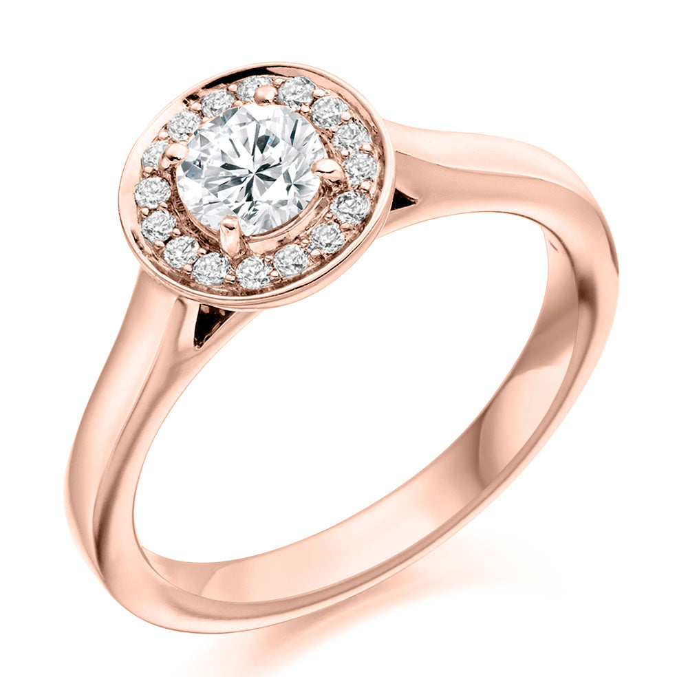 Plain-Shoulder Halo Round-Brilliant Engagement Ring, 0.5ct (ENG3106 SMT) in Rose Gold