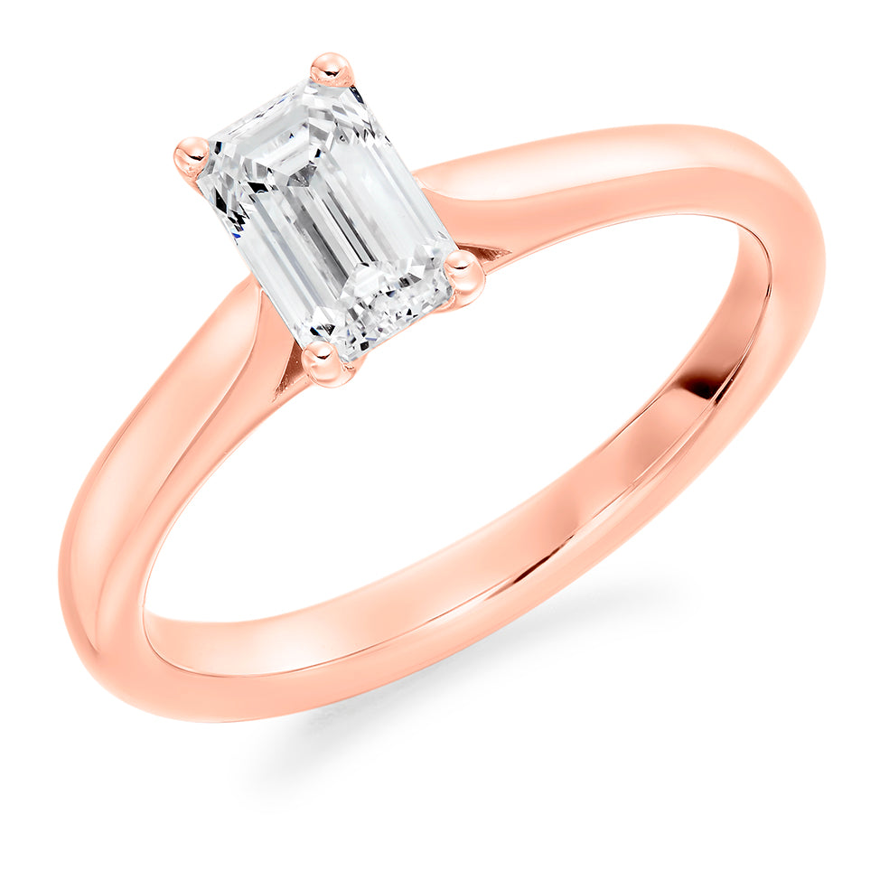 Solitaire Emerald Cut Engagement Ring in Rose Gold