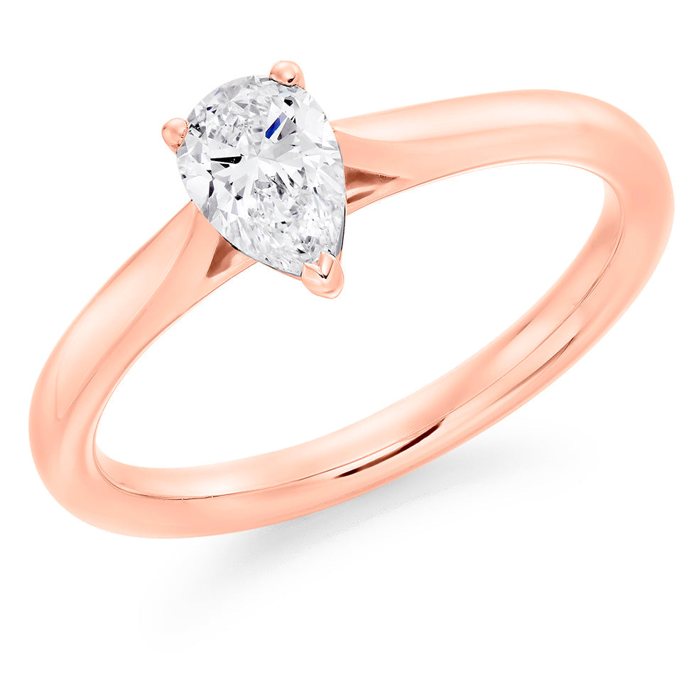 Classic Solitaire Pear Cut Engagement Ring in Rose Gold