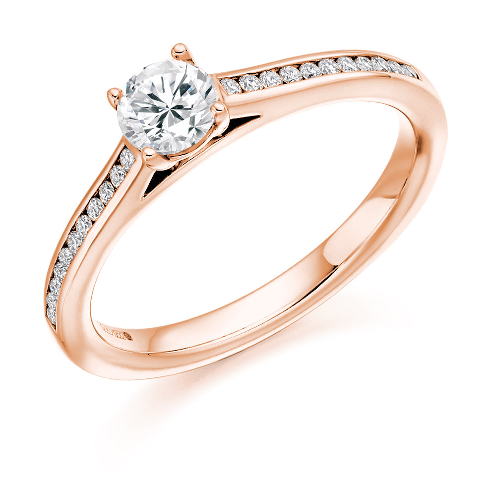 Channel-Shouldered Solitaire Round Brilliant Engagement Ring 0.48ct in Rose Gold