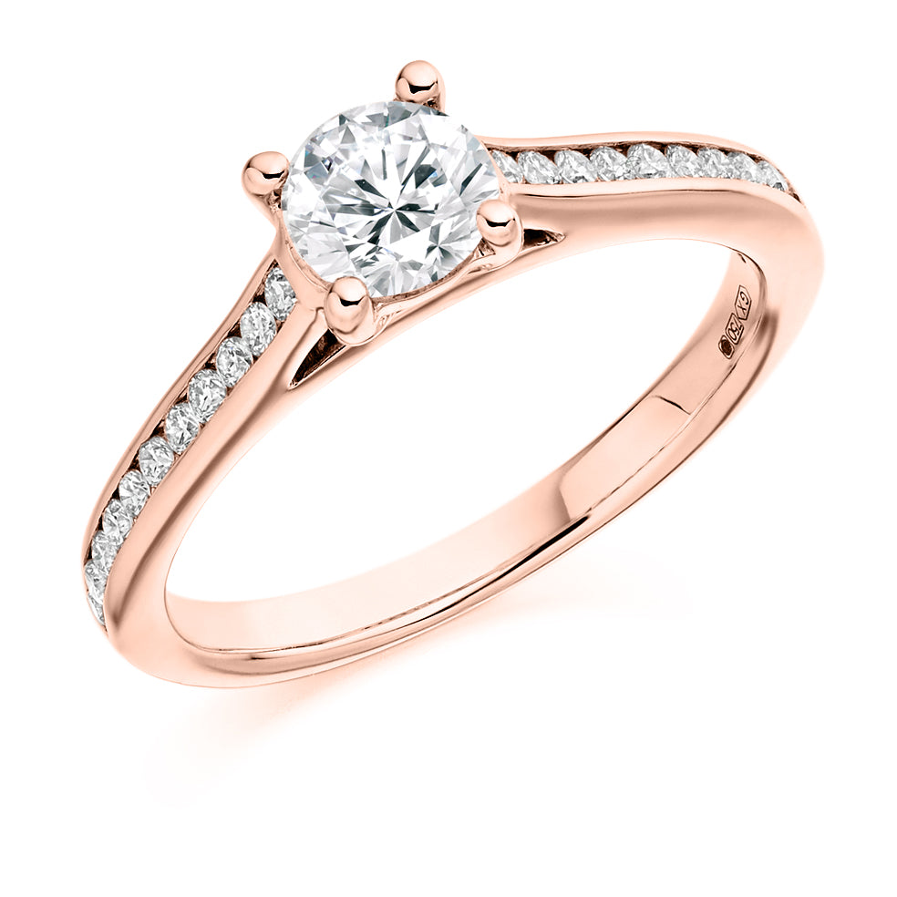 Channel-Set Solitaire Round Brilliant Engagement Ring 0.75ct in Rose Gold