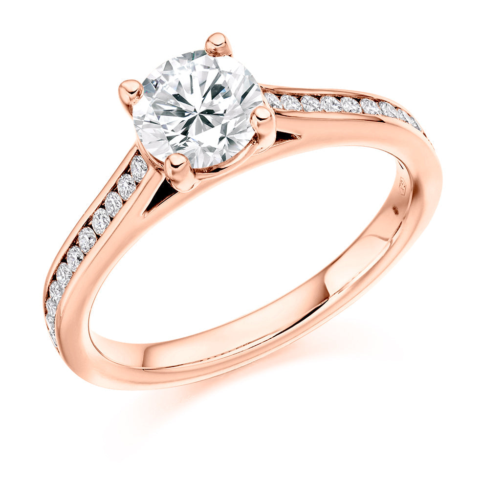 Channel-Set Solitaire Round Brilliant Engagement Ring 1.15ct in Rose Gold