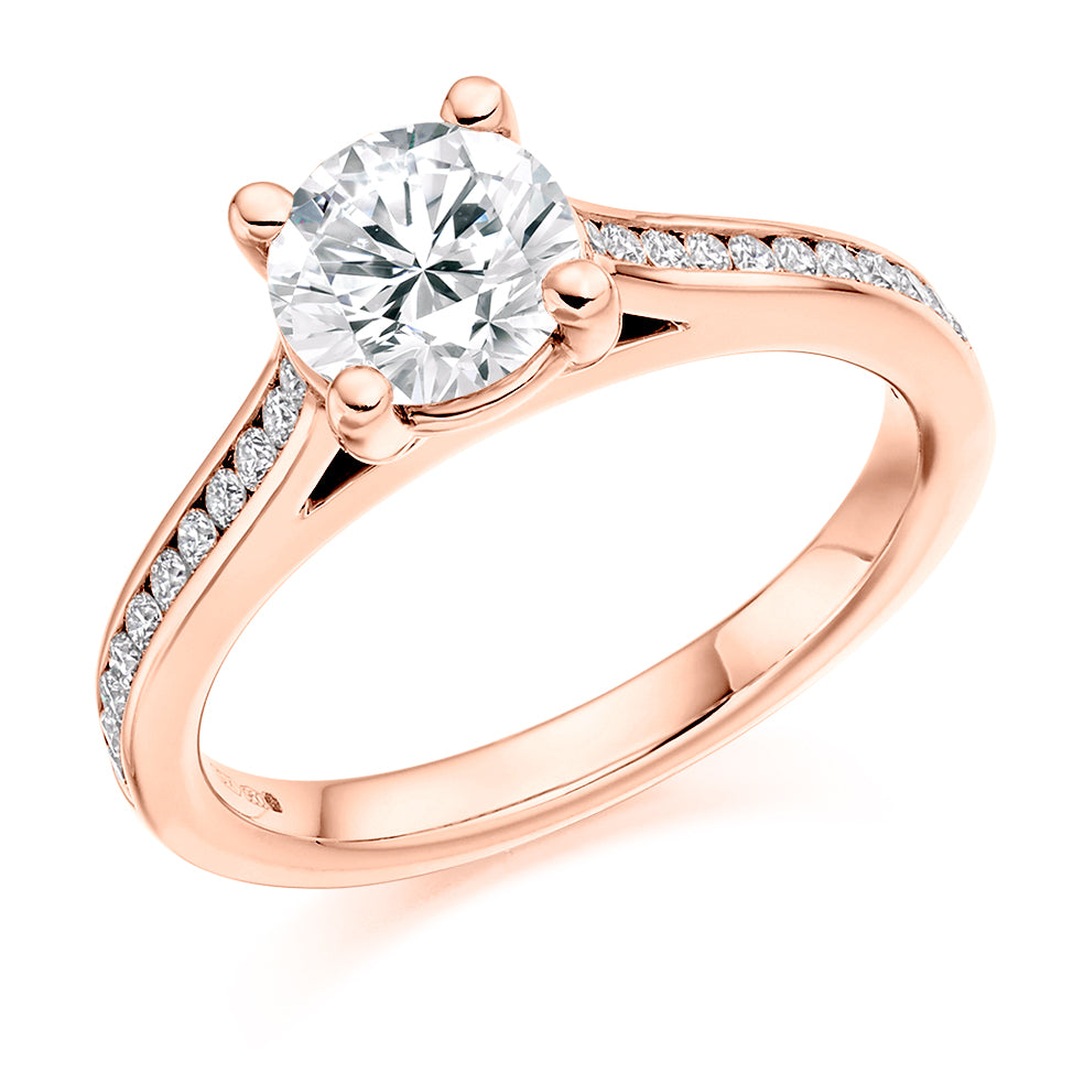 Channel-Set Solitaire Round Brilliant Engagement Ring 1.25ct in Rose Gold