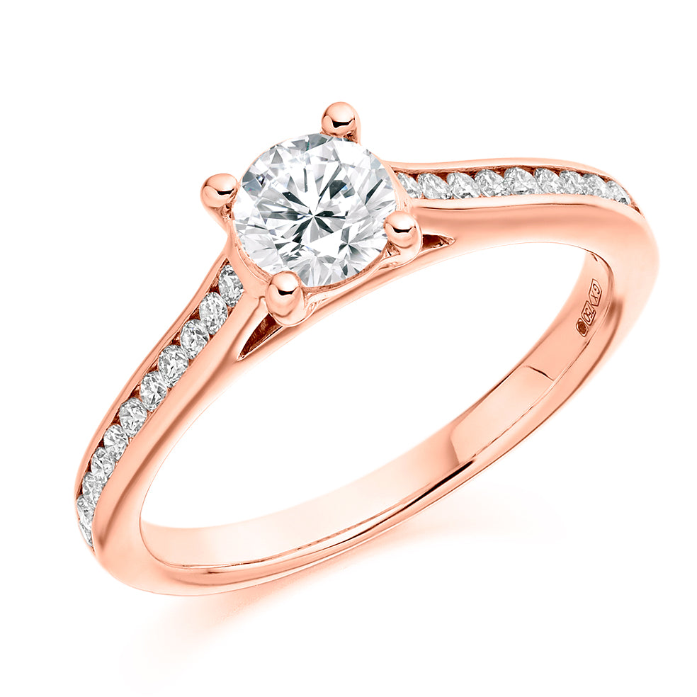 Channel-Set Solitaire Round Brilliant Engagement Ring 0.4ct in Rose Gold
