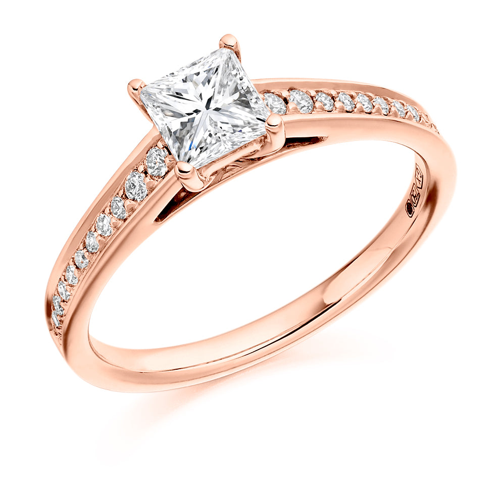 Grain-Set Solitaire Princess Cut Engagement Ring, 0.5ct in Rose Gold