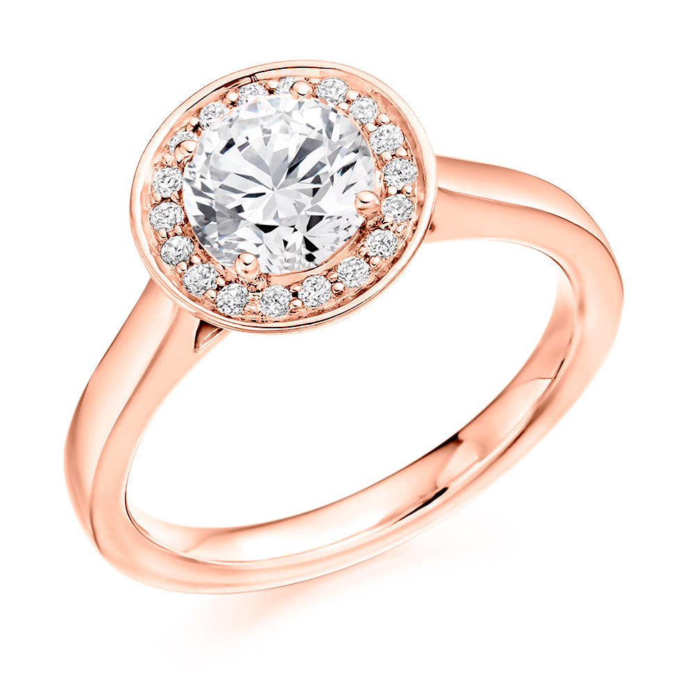 Quiet Halo Round Brilliant Engagement Ring, 1.0ct in Rose Gold