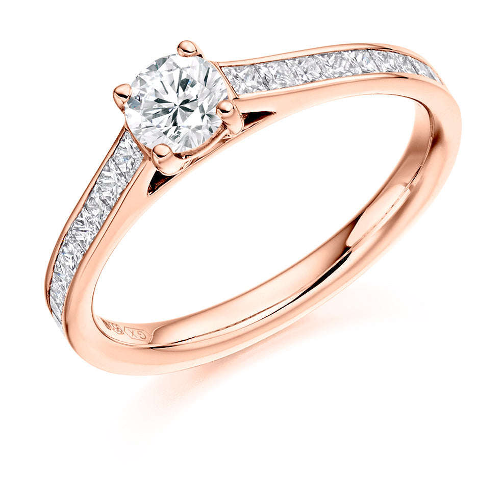 Channel-Set Solitaire Round Brilliant Engagement Ring 0.78ct in Rose Gold