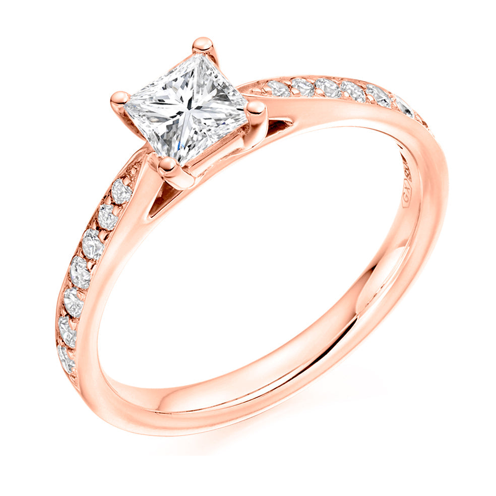 Grain-Set Solitaire Princess Cut Engagement Ring 0.43ct in Rose Gold