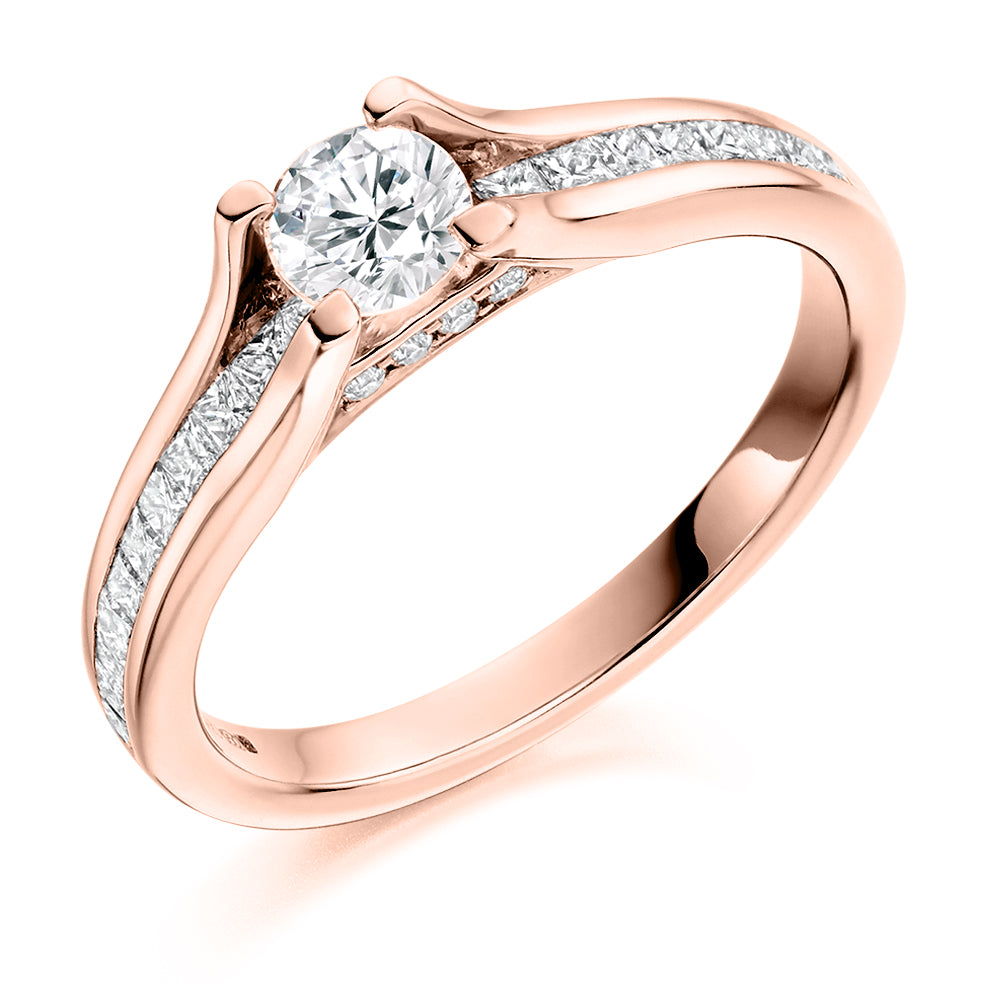 Channel-Set Solitaire Round Brilliant Engagement Ring 0.83ct in Rose Gold