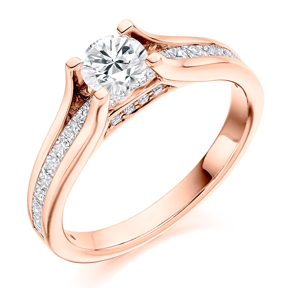 Channel-Set Solitaire Round Brilliant Engagement Ring 0.5ct in Rose Gold