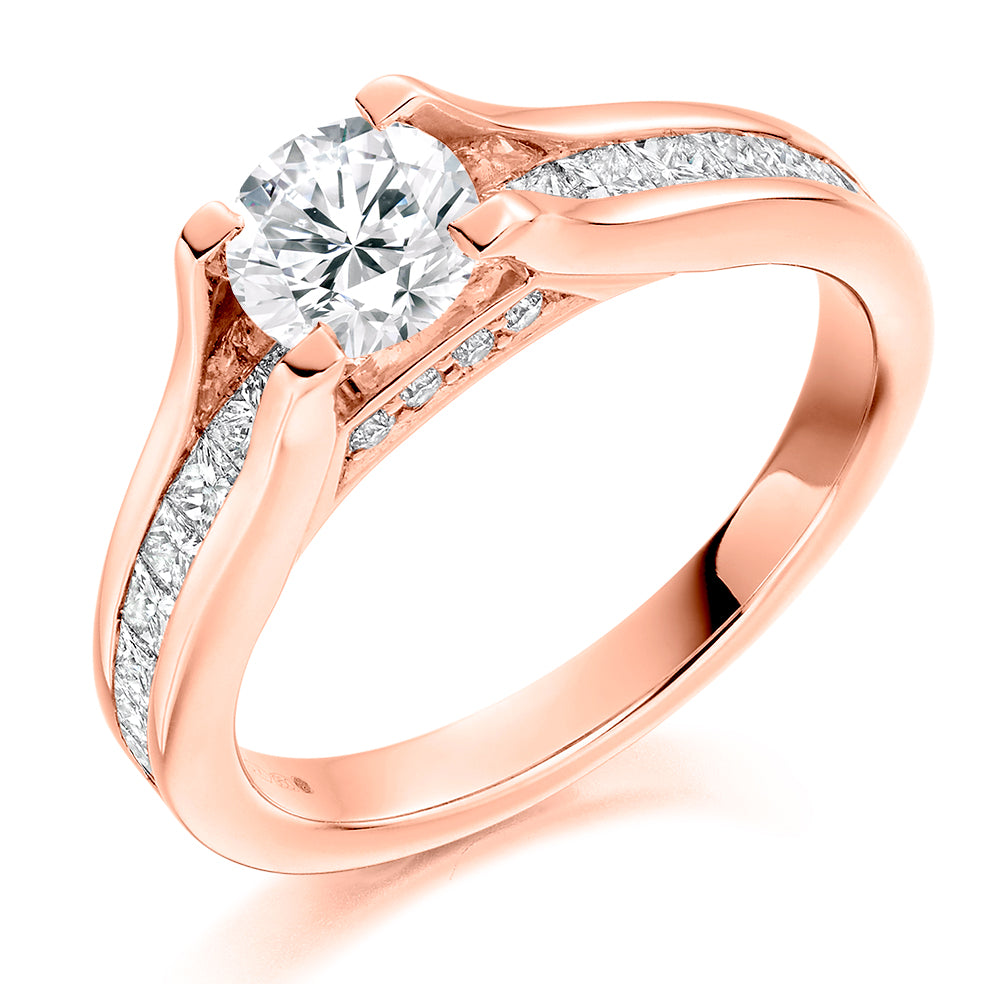 Channel-Set Solitaire Round Brilliant Engagement Ring 1.75ct in Rose Gold