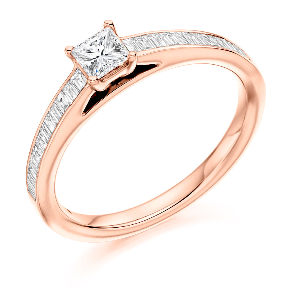 Channel-Set Solitaire Princess Cut Engagement Ring 0.63ct in Rose Gold