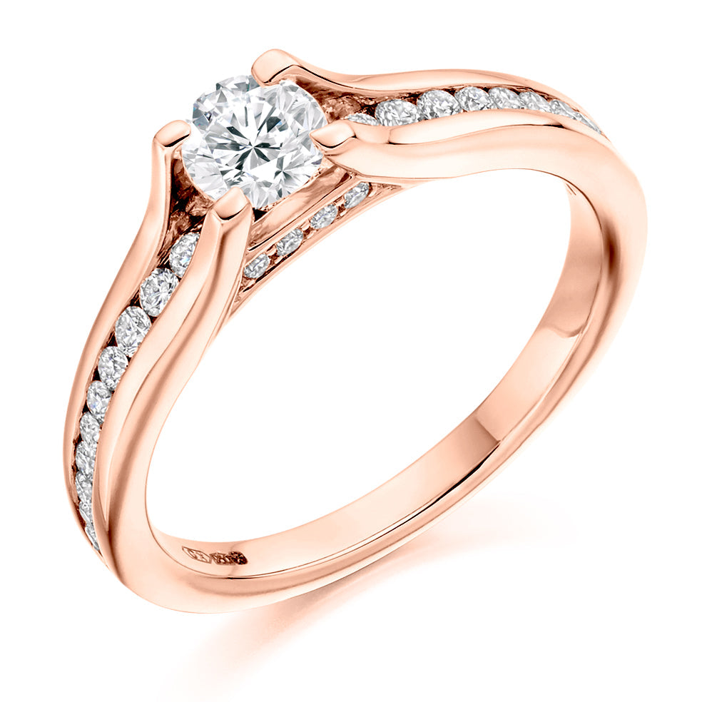 Channel-Set Solitaire Round Brilliant Engagement Ring 0.63ct in Rose Gold