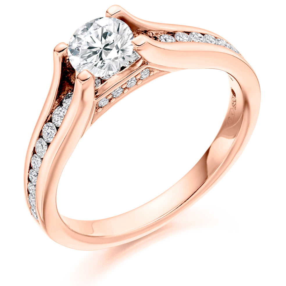 Channel-Set Solitaire Round Brilliant Engagement Ring 0.5ct total in Rose Gold