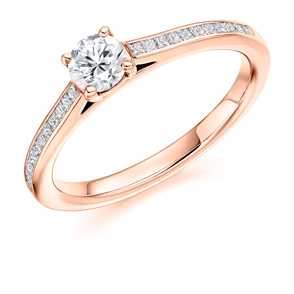 Channel-Set Solitaire Round Brilliant Engagement Ring 0.58ct in Rose Gold