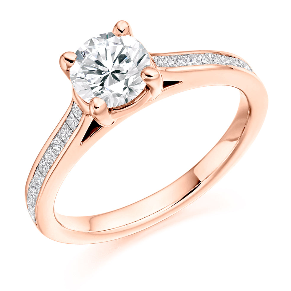 Channel-Set Solitaire Round Brilliant Engagement Ring 1.1ct in Rose Gold