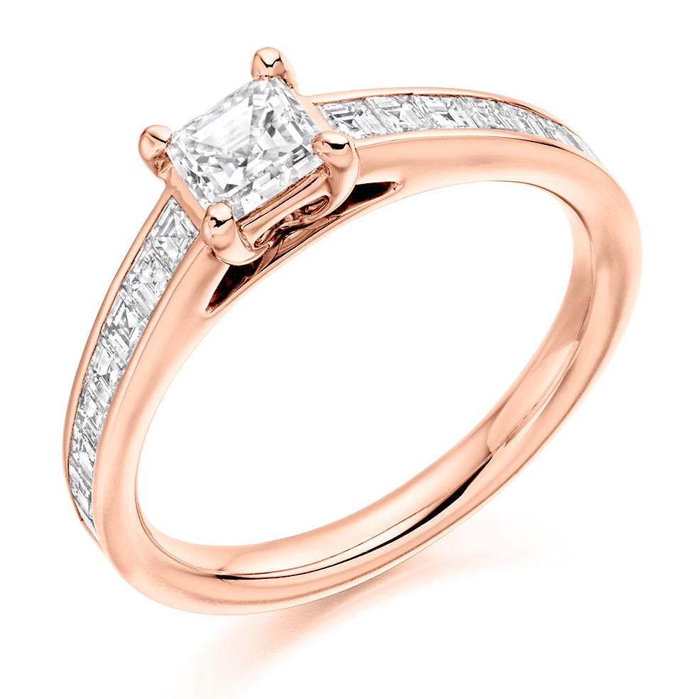 Channel-Set Solitaire Asscher Cut Engagement Ring, 0.5ct in Rose Gold