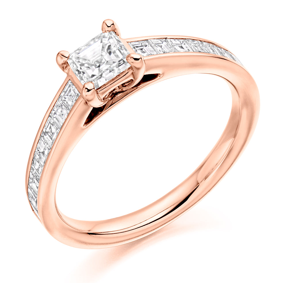 Channel-Set Solitaire Asscher Cut Engagement Ring, 0.5ct in Rose Gold