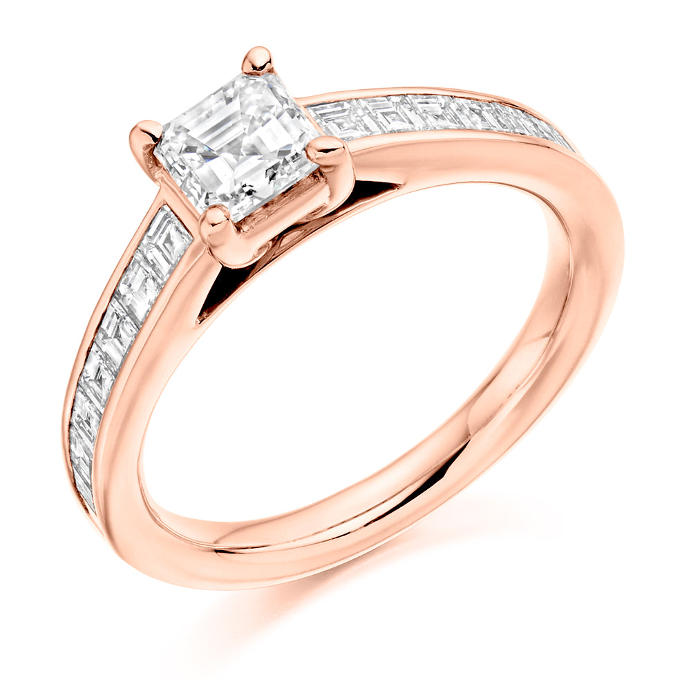 Channel-Set Solitaire Asscher Cut Engagement Ring in Rose Gold