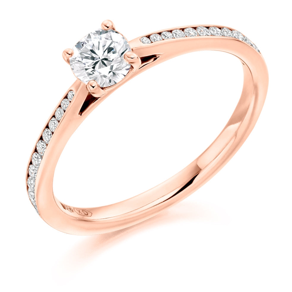 Channel-Set Solitaire Round Brilliant Engagement Ring 0.53ct in Rose Gold