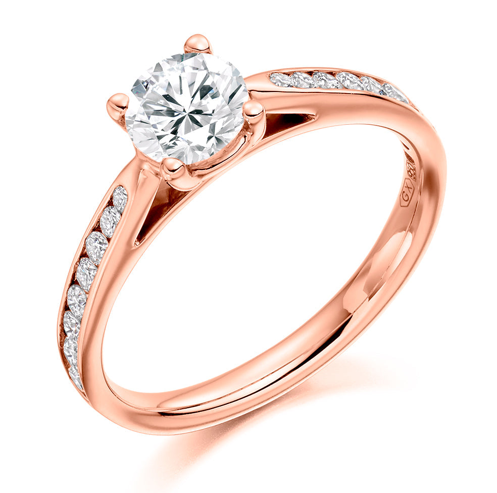 Channel-Set Solitaire Round Brilliant Engagement Ring 0.85ct in Rose Gold