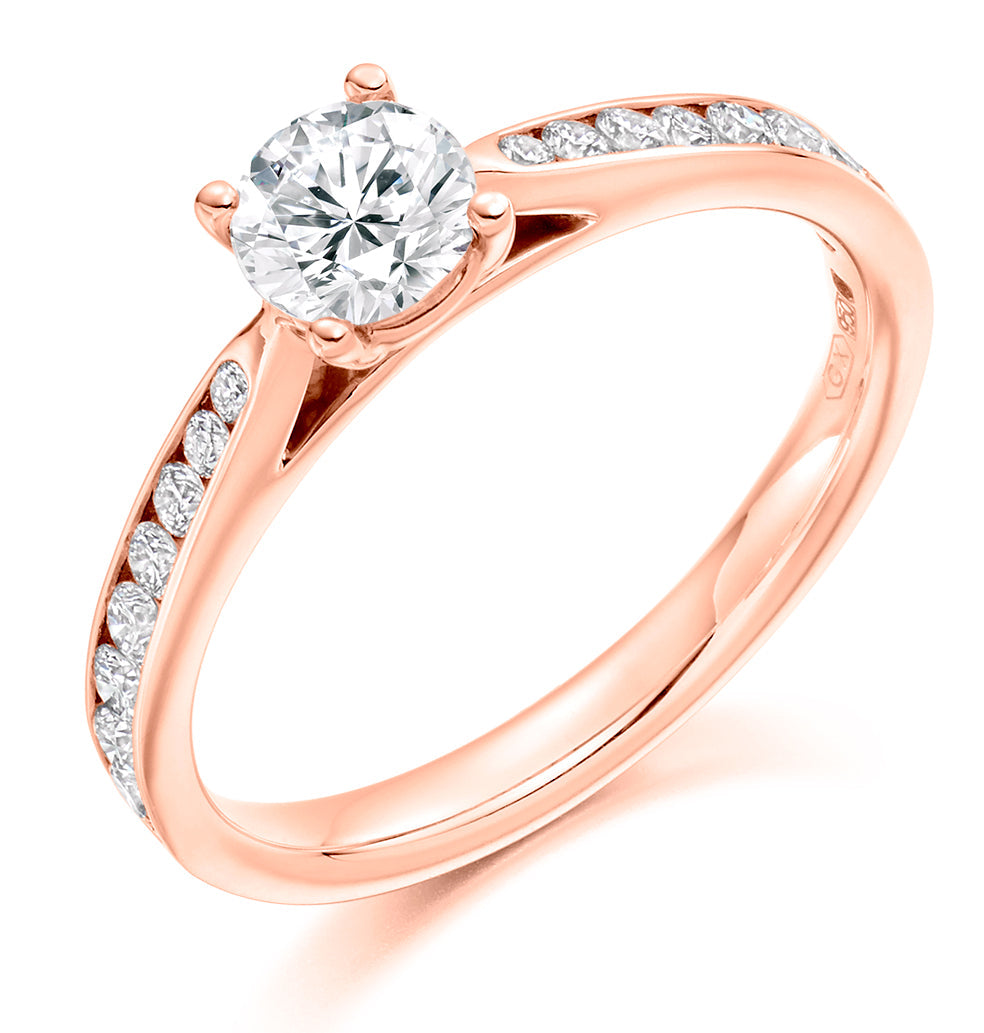 Channel-Set Solitaire Round Brilliant Engagement Ring 0.75ct total in Rose Gold
