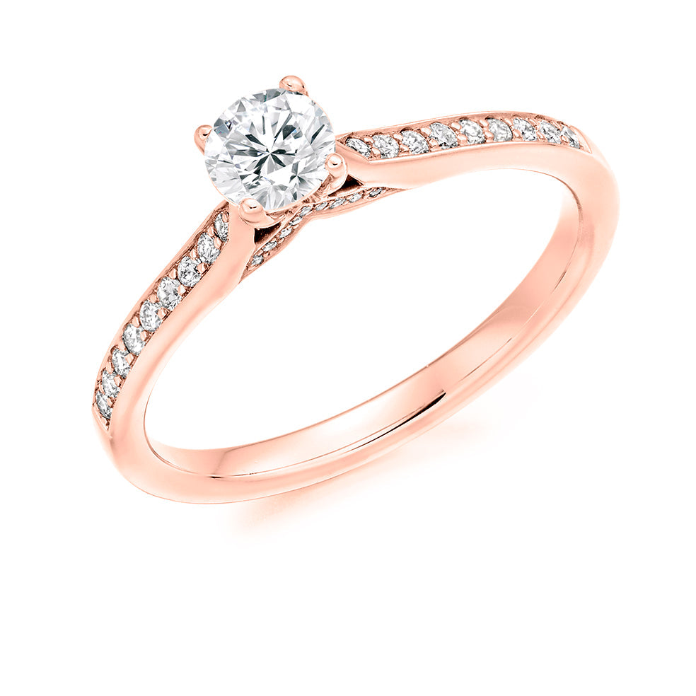 Grain-Set Solitaire Round Brilliant Engagement Ring 0.45ct in Rose Gold