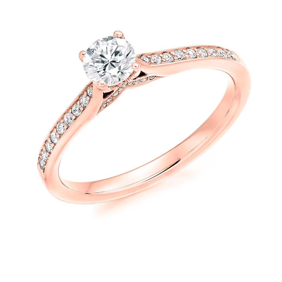 Grain-Set Solitaire Round Brilliant Engagement Ring 0.45ct in Rose Gold