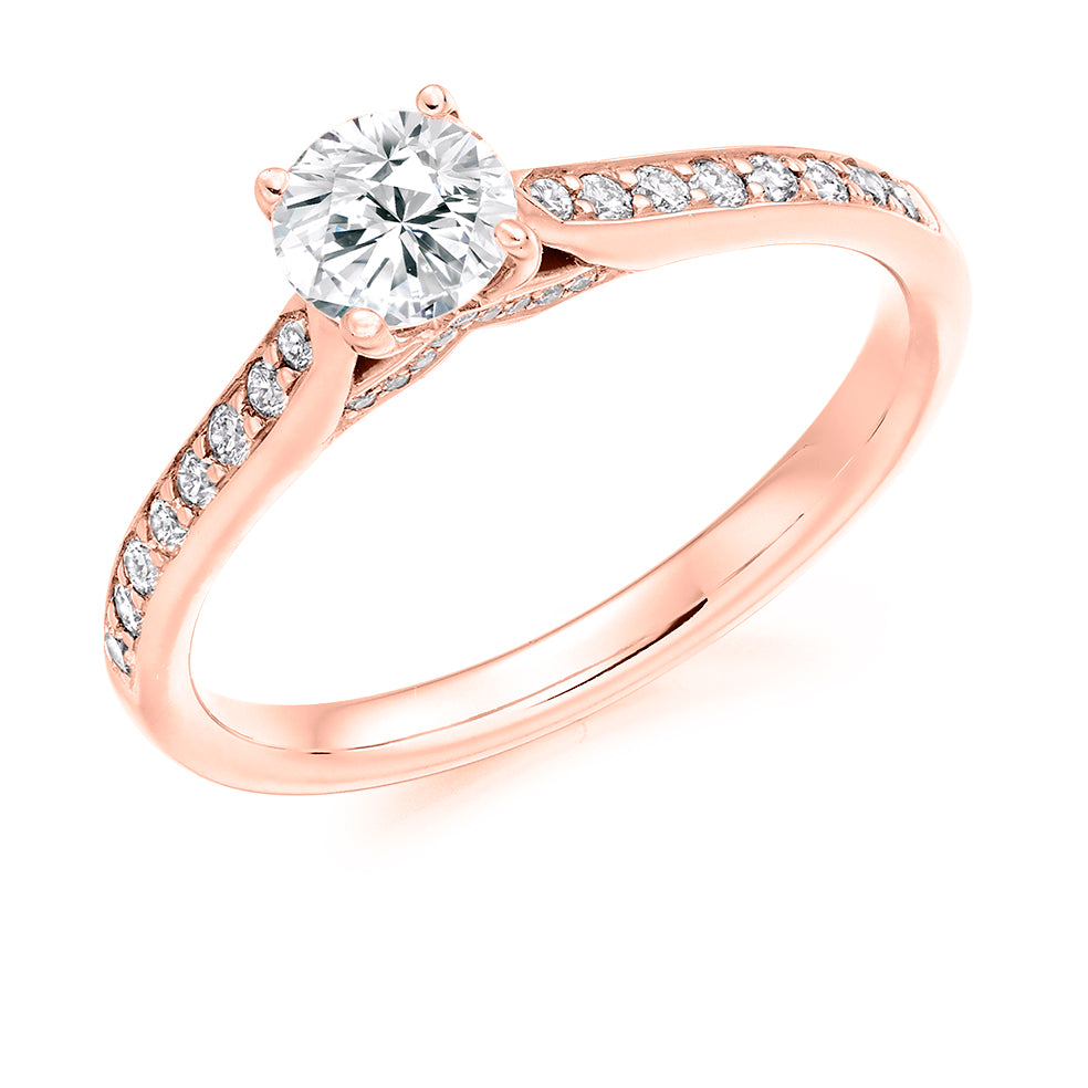 Grain-Set Solitaire Round Brilliant Engagement Ring 0.75ct in Rose Gold