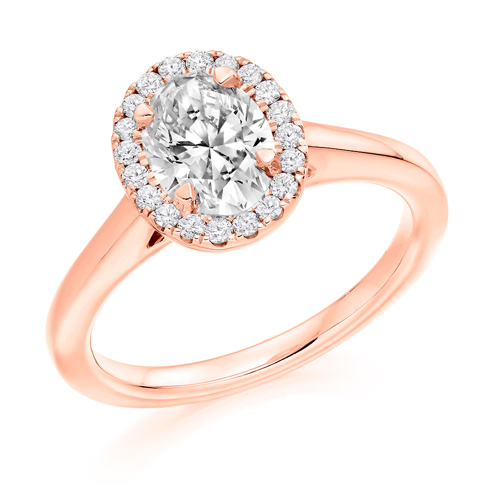 Quiet Halo Oval Cut Engagement Ring, 1.25ct in Rose Gold