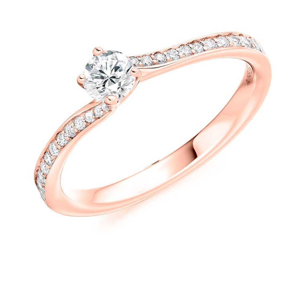 Fine Pavé Solitaire Round Brilliant Engagement Ring 0.25ct total in Rose Gold