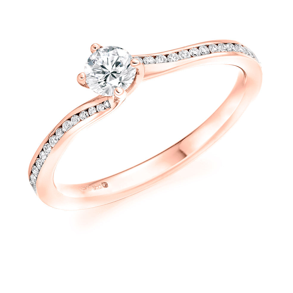 Channel-Set Solitaire Round Brilliant Engagement Ring 0.25ct in Rose Gold