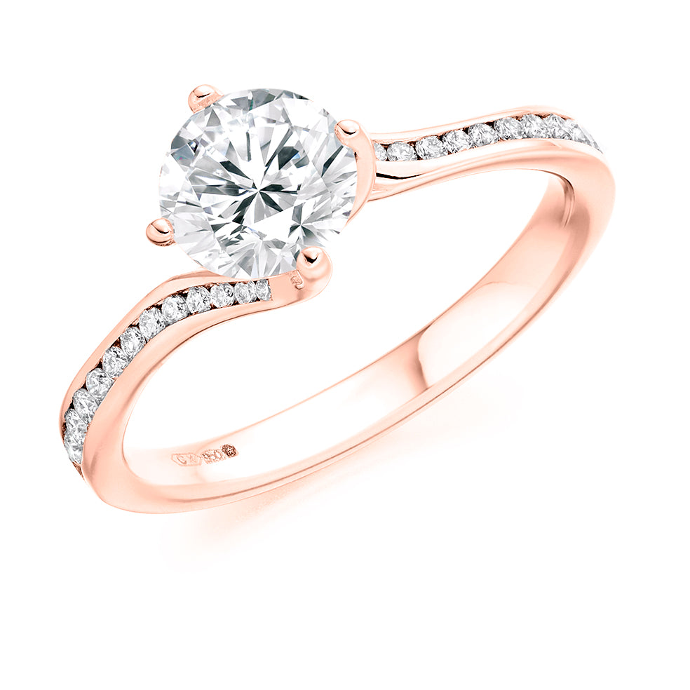 Channel-Set Solitaire Round Brilliant Engagement Ring 1.0ct total in Rose Gold
