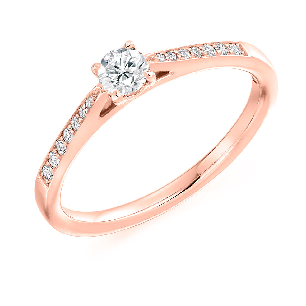 Grain-Set Solitaire Round Brilliant Engagement Ring, 0.2ct in Rose Gold