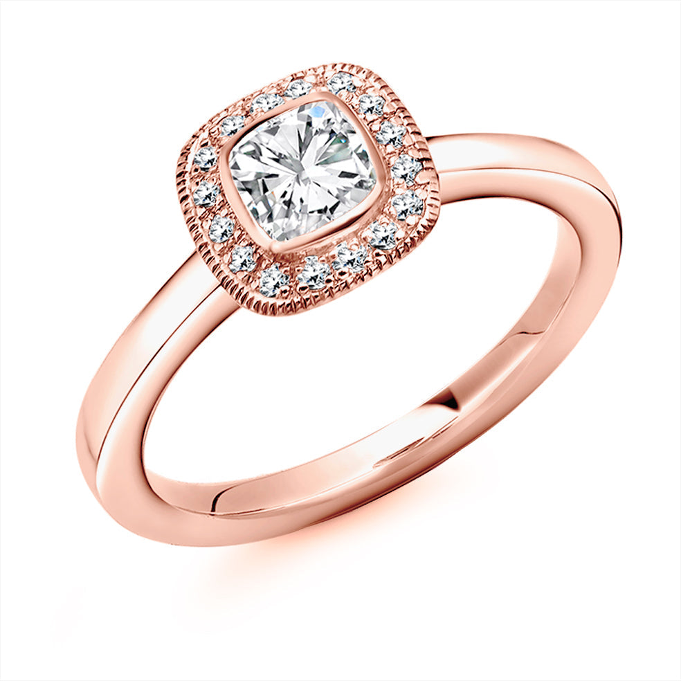 Quiet Halo Cushion Cut Engagement Ring in Rose Gold
