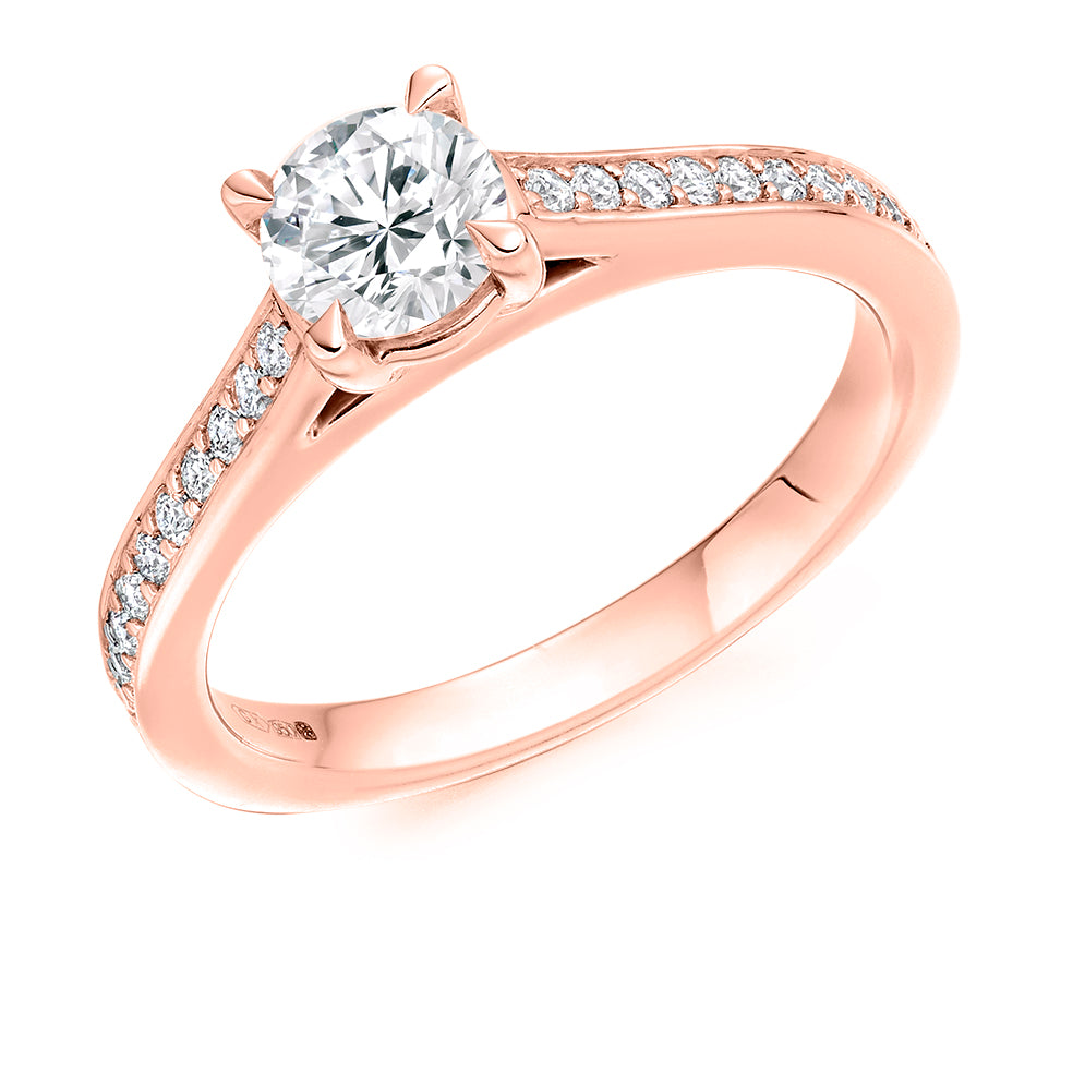 Grain-Set Solitaire Round Brilliant Engagement Ring 0.75ct total in Rose Gold