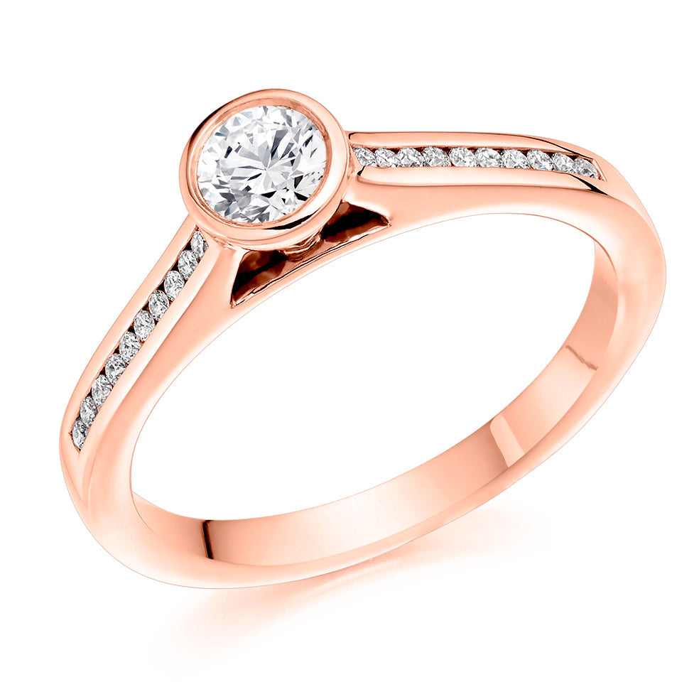 Channel-Shouldered Solitaire Round Brilliant Engagement Ring 0.43ct in Rose Gold