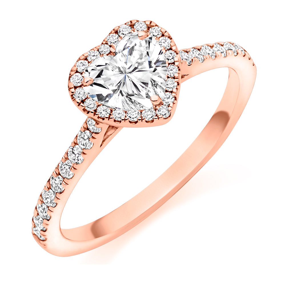 Pavé-Shoulder Halo Heart-Cut Engagement Ring, 0.5ct (ENG5348 SMT) in Rose Gold
