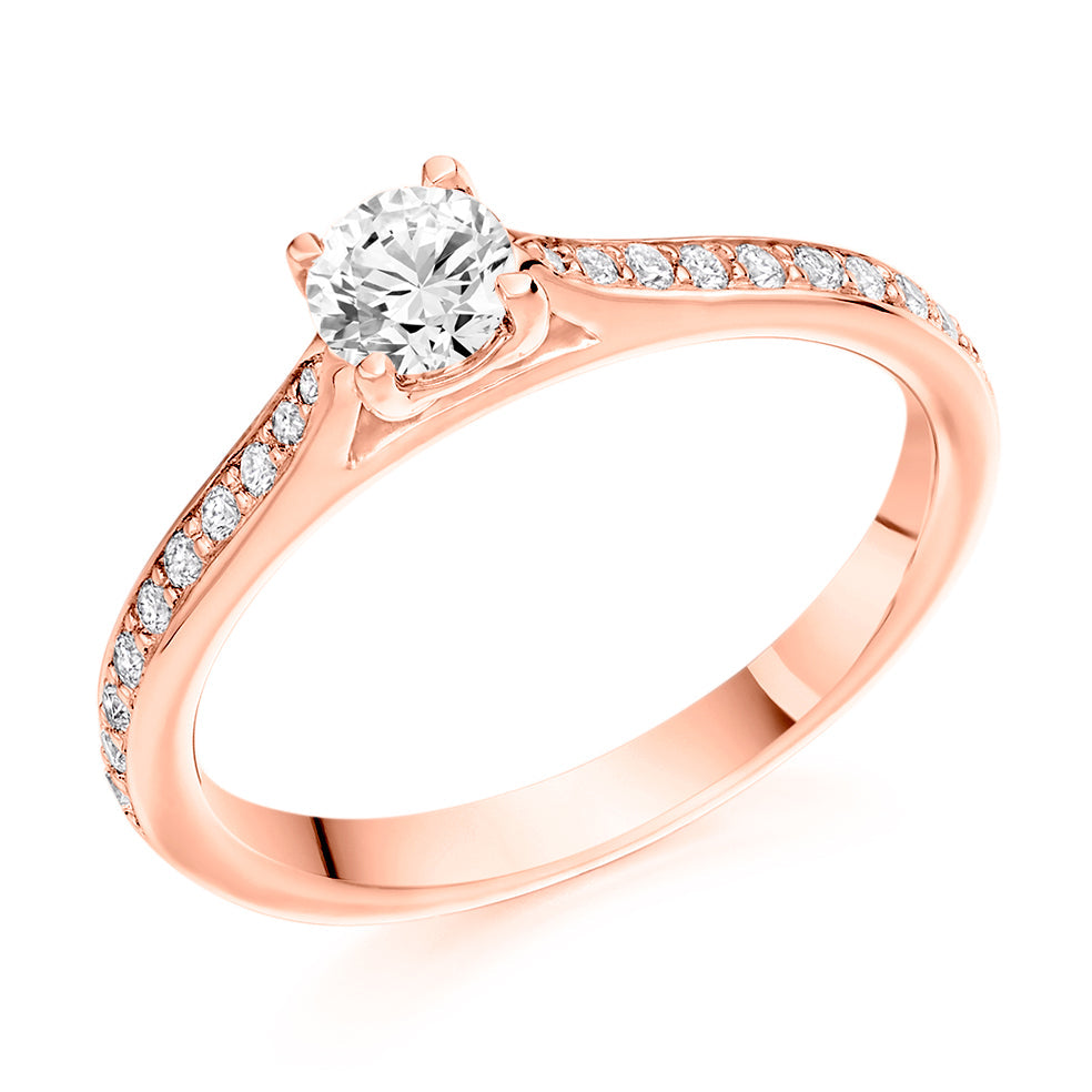 Grain-Set Solitaire Round Brilliant Engagement Ring 0.33ct in Rose Gold